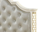 Queen 5 Pc Unique LED Bedroom Set made with Wood in Beige