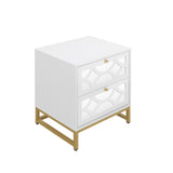 2 drawer nightstand - White Mirrored Nightstandwith Gold Legs