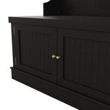 Black Hall Tree with Storage Shoe Bench for Entryway and Hallway