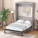 Full Size Grey Murphy Bed folds into cabinet