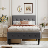 Twin Size Upholstered Platform Bed with 2 Drawers