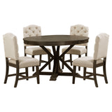 Furniture Retro Style Dining Table Set with Extendable Table and 4 Upholstered Chairs