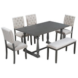 Grey 6-Piece Dining Table and Chair Set
