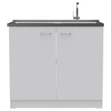 Rectangle 2-Door Utility Sink and Cabinet White