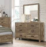 Rustic Style Dresser with 6 Storage Drawers Weathered Pine Finish