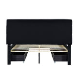 Queen Size Upholstered Platform Bed with LED Frame and 4 Drawers, Linen Fabric