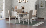 5-Piece Farmhouse Dining Table Set Wood Round Extendable Dining Table