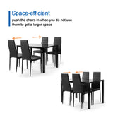 Black 5 Piece Dining Table Set, 4 Faux Leather Chairs