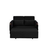 Black Convertible Sofa Bed Loveseat with Pull Out Bed