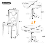 Modern Dining Table Set for 4, Round Table