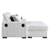 Square Arm Loveseat With Ottoman, Cup Holder, Bluetooth Speaker,Wireless Charger,USB Ports