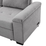 Gray Sleeper Sectional Sofa L-Shape Corner Couch
