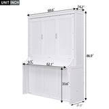 Queen Size White Murphy Bed with Shelf