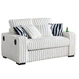 Square Arm Loveseat With Ottoman, Cup Holder, Bluetooth Speaker,Wireless Charger,USB Ports