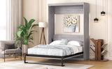 Full Size Grey Murphy Bed folds into cabinet