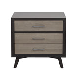 Stylish Two-Tone Finish Bedroom Nightstand Walnut Veneer
