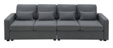 4-Seater Modern Linen Fabric Sofa with Armrest Pockets