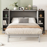 Full Size Murphy Bed with Shelves, Drawers and USB Ports