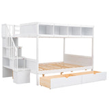 Twin over Full Bunk Bed with Storage White