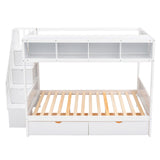 Twin over Full Bunk Bed with Storage White