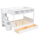 Twin over Full Bunk Bed with Storage White