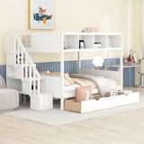 Twin over Full Bunk Bed with Storage White