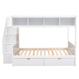 Twin over Full Bunk Bed with Storage White