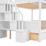 Twin over Full Bunk Bed with Storage White