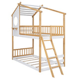 Twin Over Twin Bunk Bed Wood Bed
