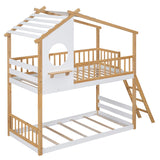 Twin Over Twin Bunk Bed Wood Bed