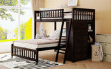 Wooden Twin Over Full Bunk Bed With Six Drawers