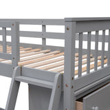 Wooden Twin Over Full Bunk Bed With Six Drawers