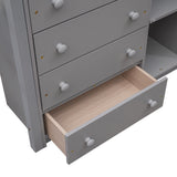Wooden Twin Over Full Bunk Bed With Six Drawers
