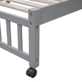 Wooden Twin Over Full Bunk Bed With Six Drawers
