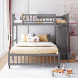 Wooden Twin Over Full Bunk Bed With Six Drawers