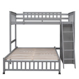 Wooden Twin Over Full Bunk Bed With Six Drawers