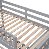 Wooden Twin Over Full Bunk Bed With Six Drawers