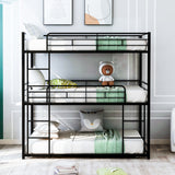 Metal Twin Size Triple Bunk Bed, Black