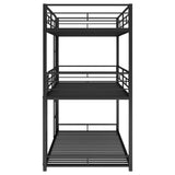 Metal Twin Size Triple Bunk Bed, Black