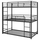 Metal Twin Size Triple Bunk Bed, Black