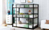 Metal Twin Size Triple Bunk Bed, Black