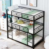 Metal Twin Size Triple Bunk Bed, Black