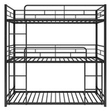 Metal Twin Size Triple Bunk Bed, Black
