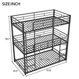 Metal Twin Size Triple Bunk Bed, Black