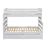 Wood Twin over Full Bunk Bed with 2 Drawers, White