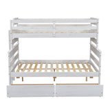 Wood Twin over Full Bunk Bed with 2 Drawers, White