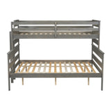 Wood Twin over Full Bunk Bed with Ladder, Gray