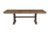 Dining Table, Gray Fabric, Rustic Brown & Oak