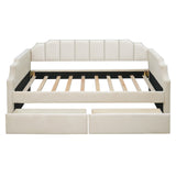 Twin Size Upholstered daybed with Drawers, Wood Slat Support