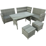 6-Piece Patio Furniture Set Outdoor Sectional Sofa with Glass Table, Ottomans for Pool, Backyard, Lawn (Gray)